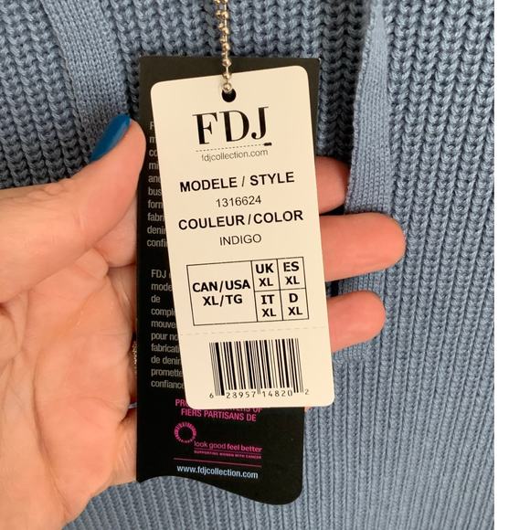 FDJ French Dressing Ivy Indigo Crochet Sleeve Sweater NWT size‎ xl - Picture 7 of 9